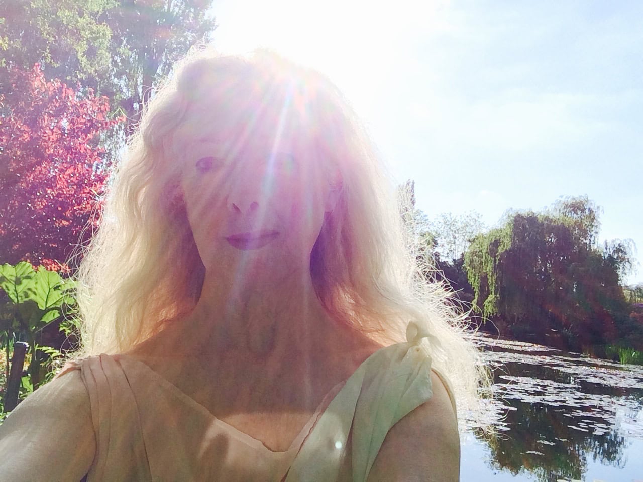 Suzanne Fraker at Monet lilly pond in Giverny, France
