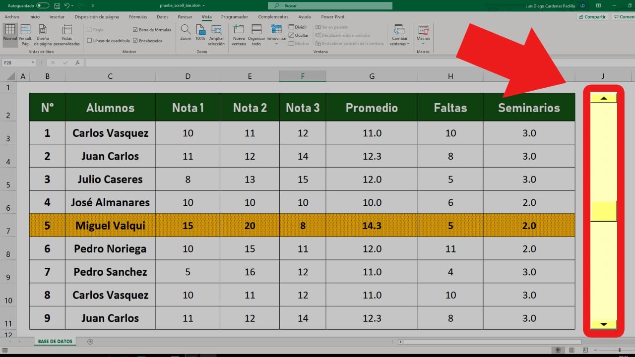Cómo hacer una Barra de Desplazamiento usando formato condicional