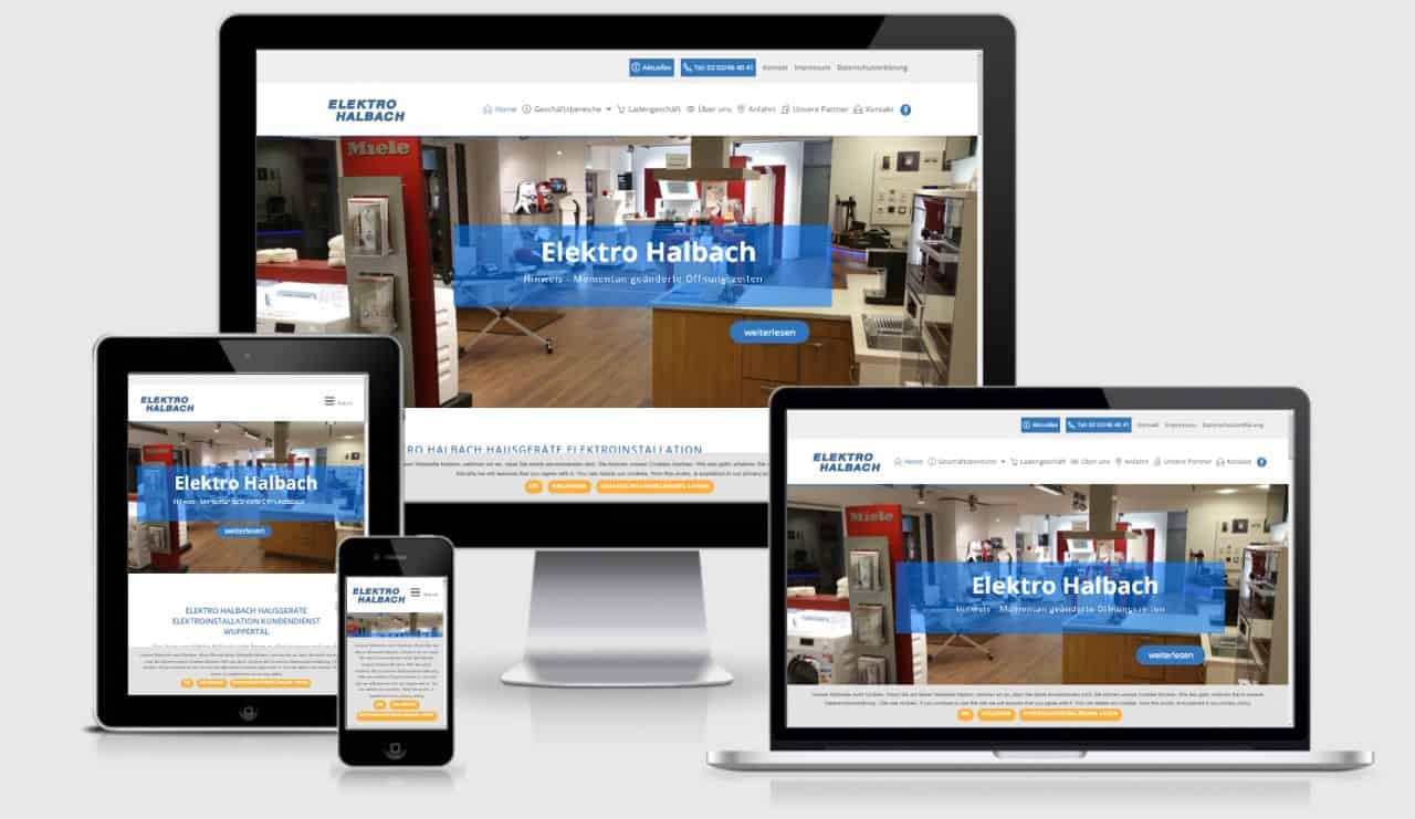 Elektro Halbach Wuppertal WordPress Webdesign mit Responsive für mobile Benutzerfreudlichkeit