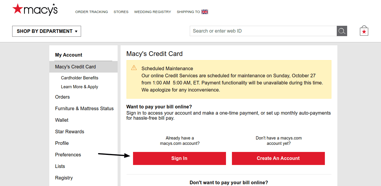 Macy’s Credit Card Account Login
