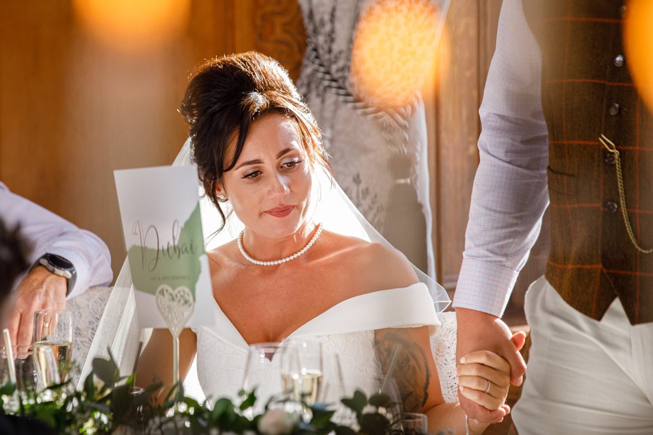 bride during wedding speech