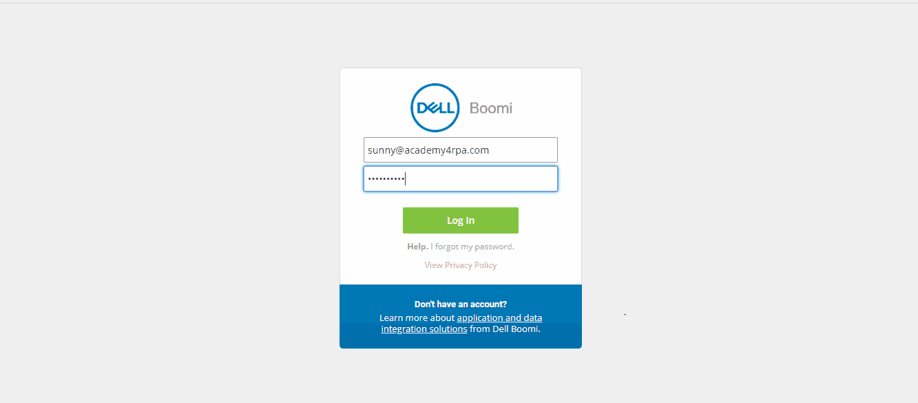 Login Screen_Dellboomi_Platform
