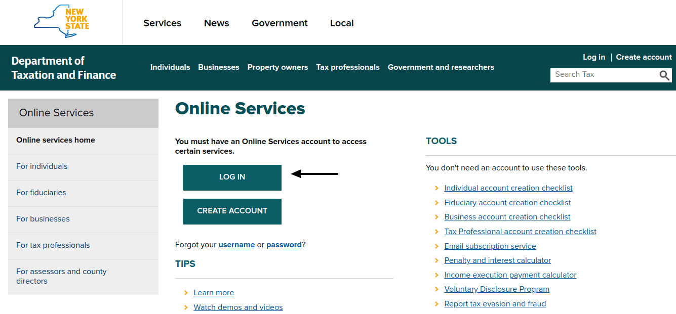 New York State Online Service Account Login