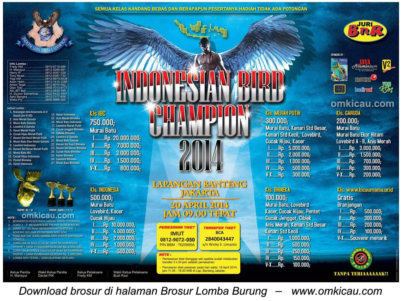 Brosur Lomba Burung Berkicau IBC Cup, Jakarta, 20 April 2014