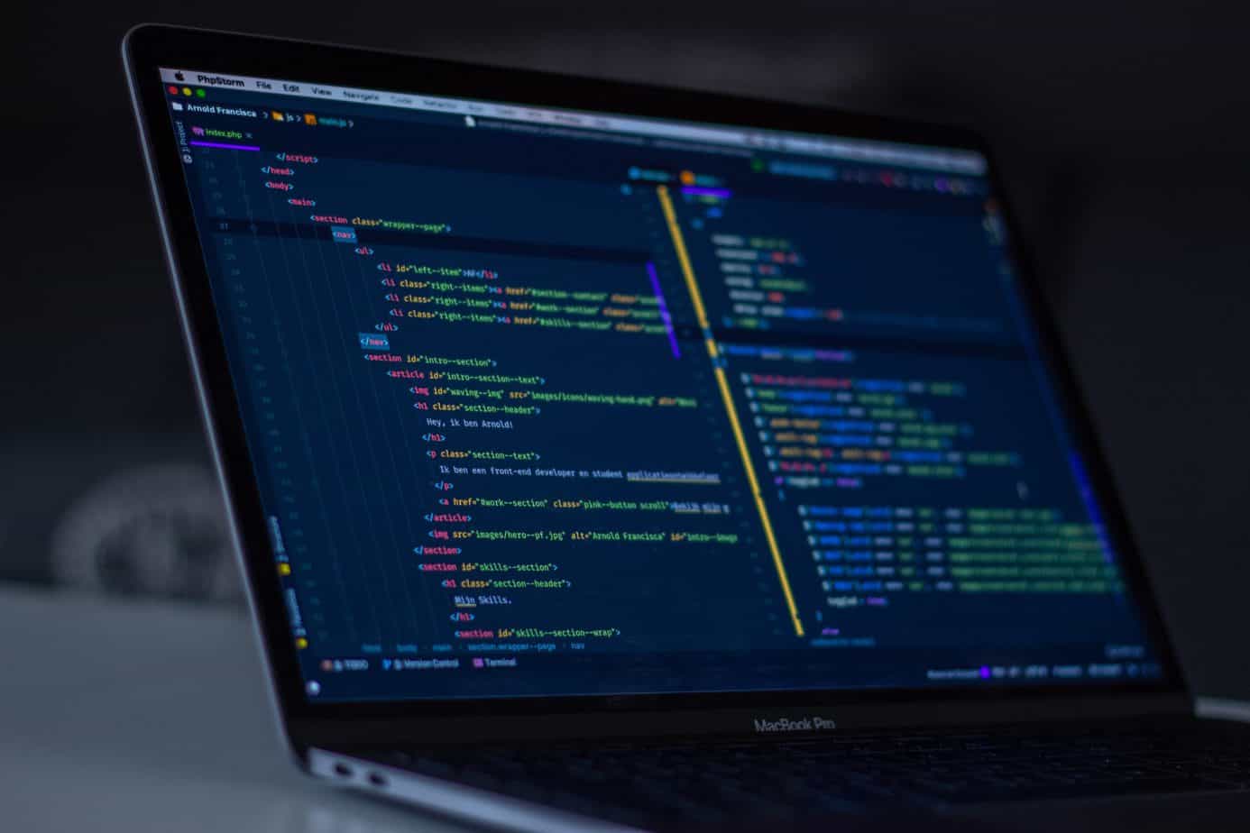 Learn how to become a Web Developer here - picture of a computer screen with code editor. Learn how to become a Web Developer here - picture of a computer screen with code editor.