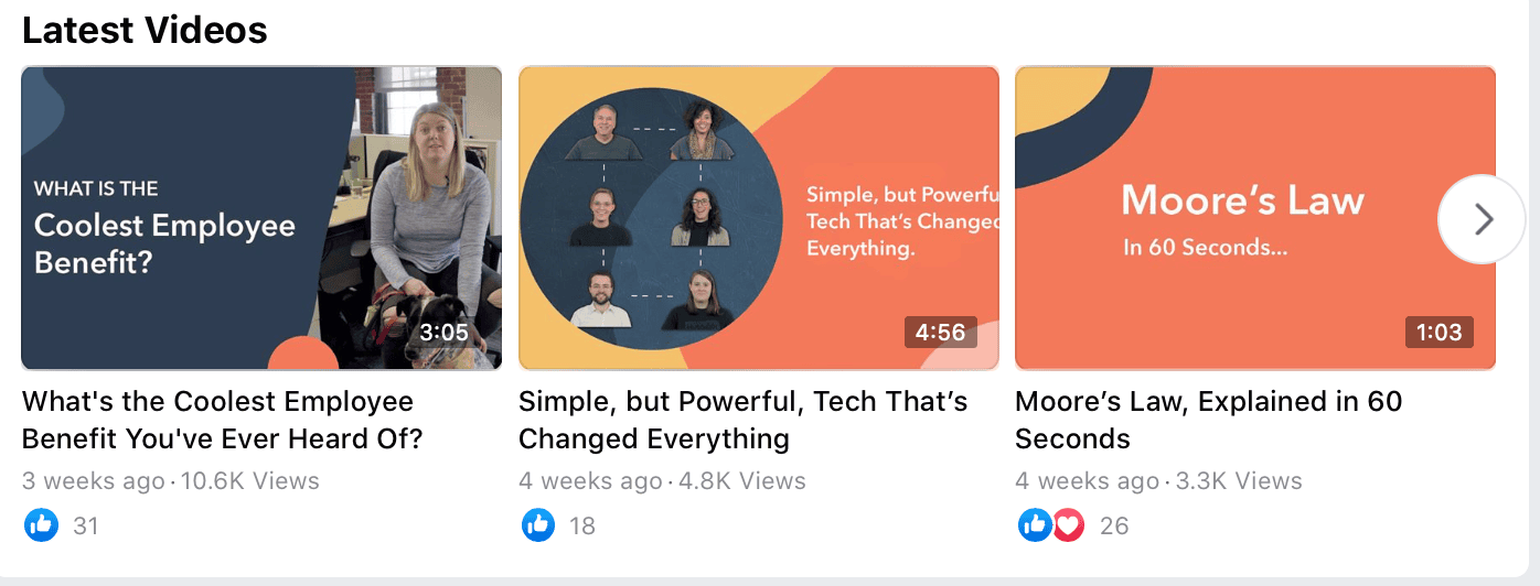 Facebook video thumbnails