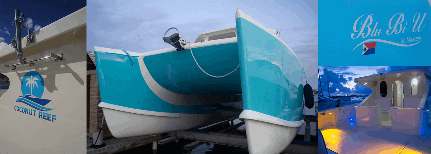 Collage of images of our boat Blu Bi U
