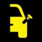 The yellow gas cap warning light is shown.