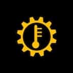 The yellow transmission temperature warning light is shown.