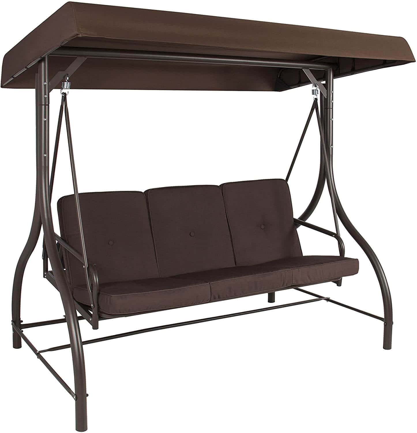 BROWN PATIO SWING BED CANOPY HAMMOCK 3 SEAT