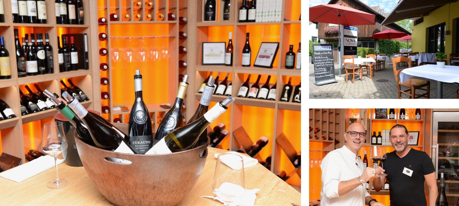 Vinothek Bildcollage im Ristorante Gallo Nero in Erlenbach