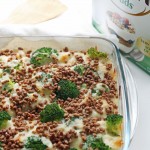 Creamy chicken rice casserole got a healthier makeover with broccoli and brown rice, cauliflower sauce and crunchy fibre-filled #AllBran topping. AD