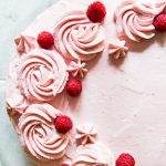 Overhead Vanilla Raspberry Cake