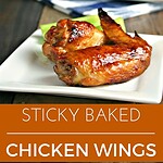 Sticky Baked Chicken Wings are brushed with a honey-Korean chili sauce and returned to the oven until they are properly glazed and sticky-good! #chickenwings #appetizer #footballfood