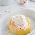 Pressure Cooker Peppermint Lava Cake in a white serving dish