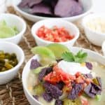 Instant Pot White Chicken Chili in a white bowl