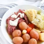 Instant Pot Pressure Cooker Corned Beef and Cabbage with vegetables