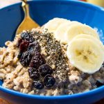 Rice Pudding in blue bowl
