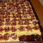 A pan of Chocolate Cherry Squares before plating.