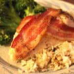Baked Bacon Wrapped Chicken with Brown Rice and Broccoli