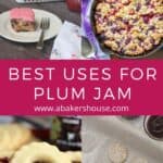 Collage with images of recipes that use plum jam