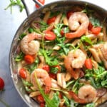 Creamy Shrimp Pasta with Tomatoes and Arugula | Delish D'Lites