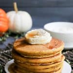 Fluffy Buttermilk Pumpkin Pancakes. Perfectly fluffy, tender pancakes full of pumpkin and pumpkin spices. Make a big batch and freeze for quick breakfasts!