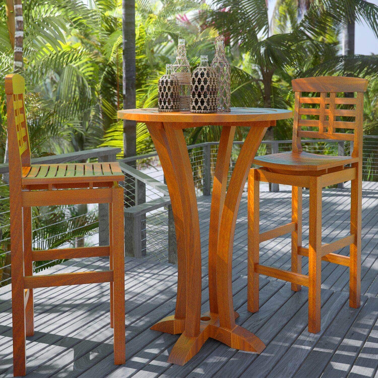 WOOD OUTDOOR BAR HEIGHT PATIO TABLE