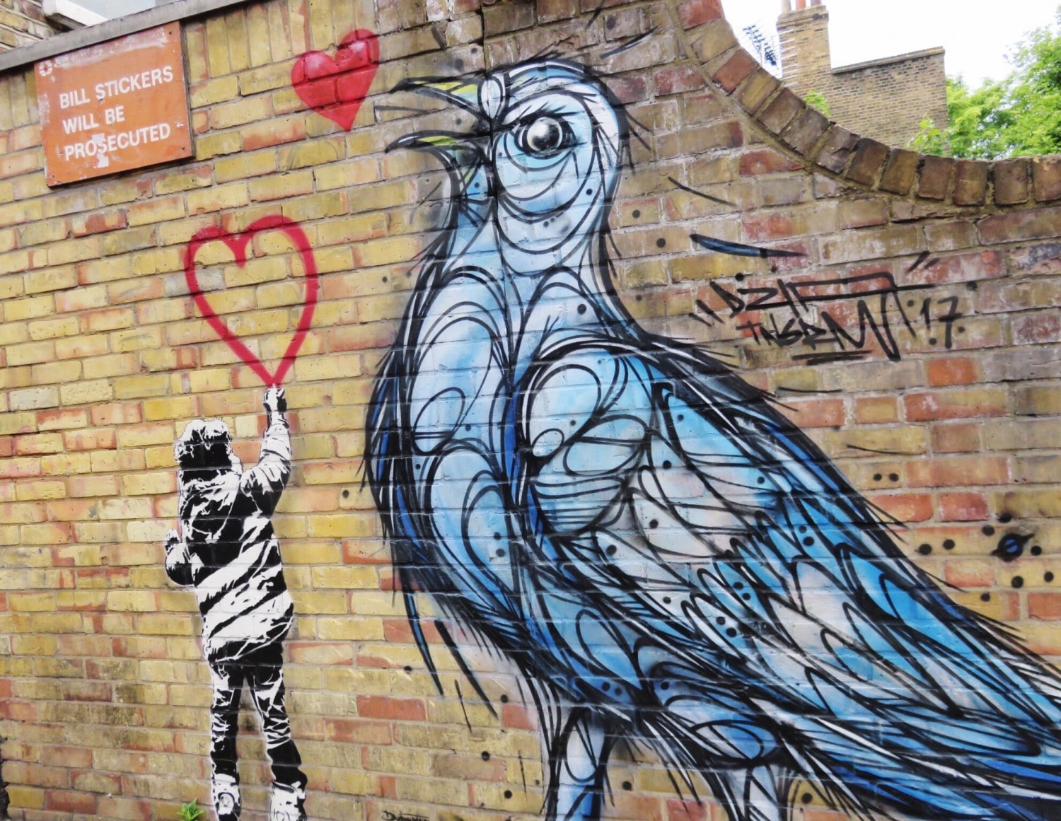 Dotmaster Rude Kid with Spray Paint and DZIA Bird Camden Street Art