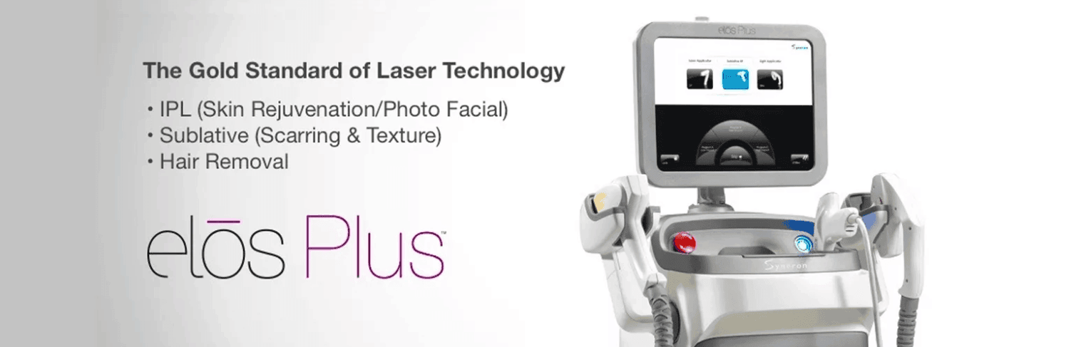 Elos Plus Laser Treatment Machine for Laser Hair Removal, Acne, Scars and Sun Damaged Skin. Now available at Gemini Plastic Surgery in Rancho Cucamonga.