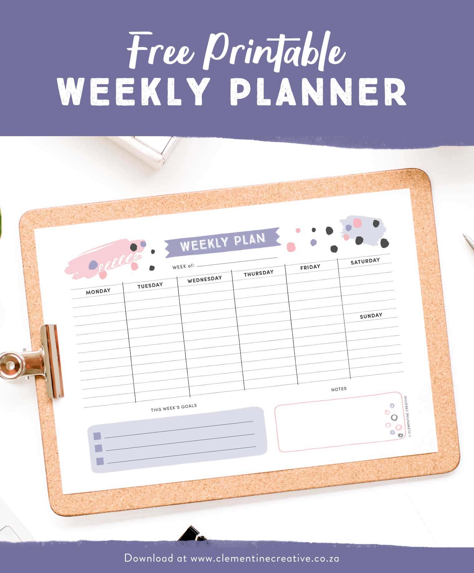 Get Organised With This Free Printable Weekly Planner Cute Downloadable Planner