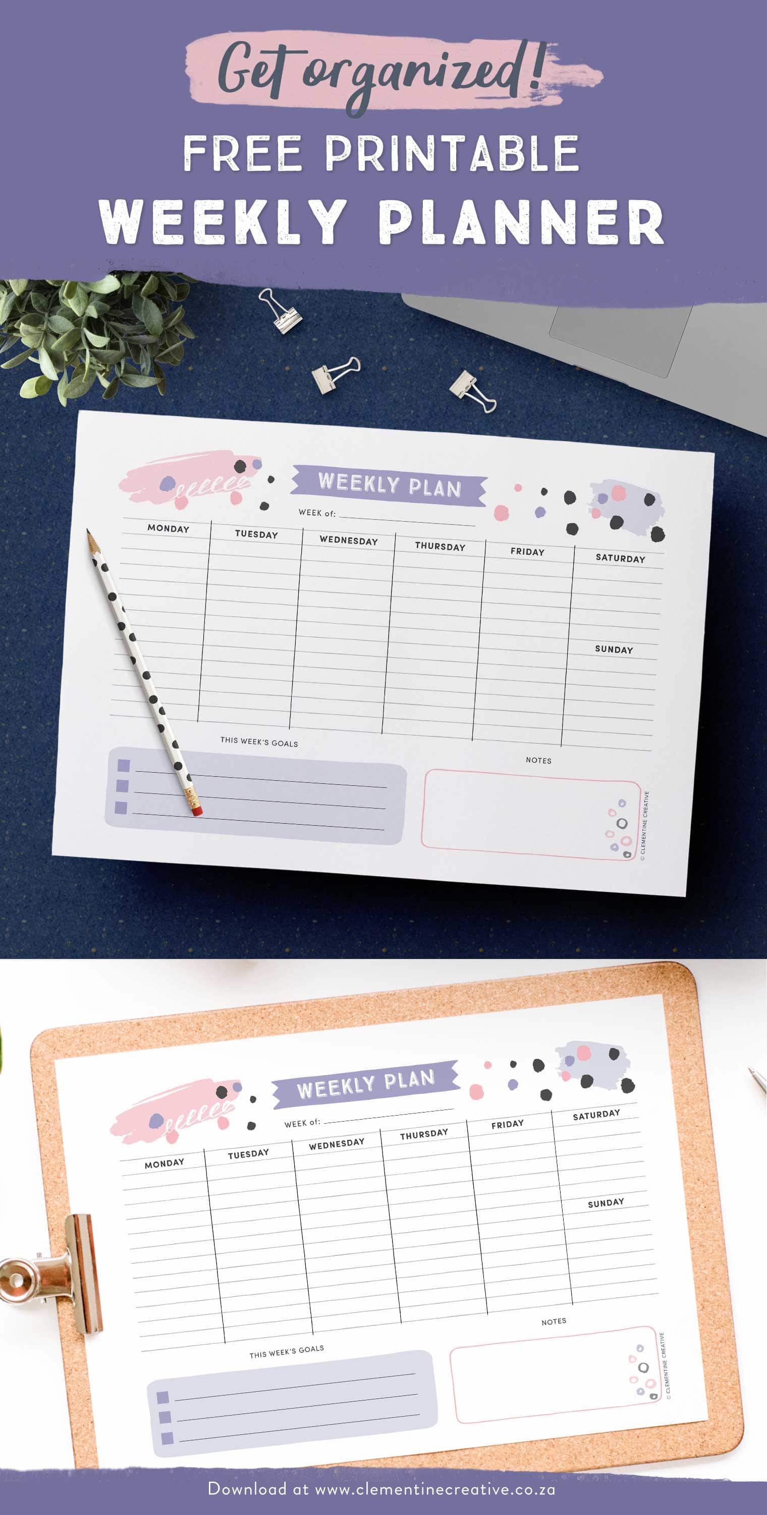 get organised with this free printable weekly planner cute
