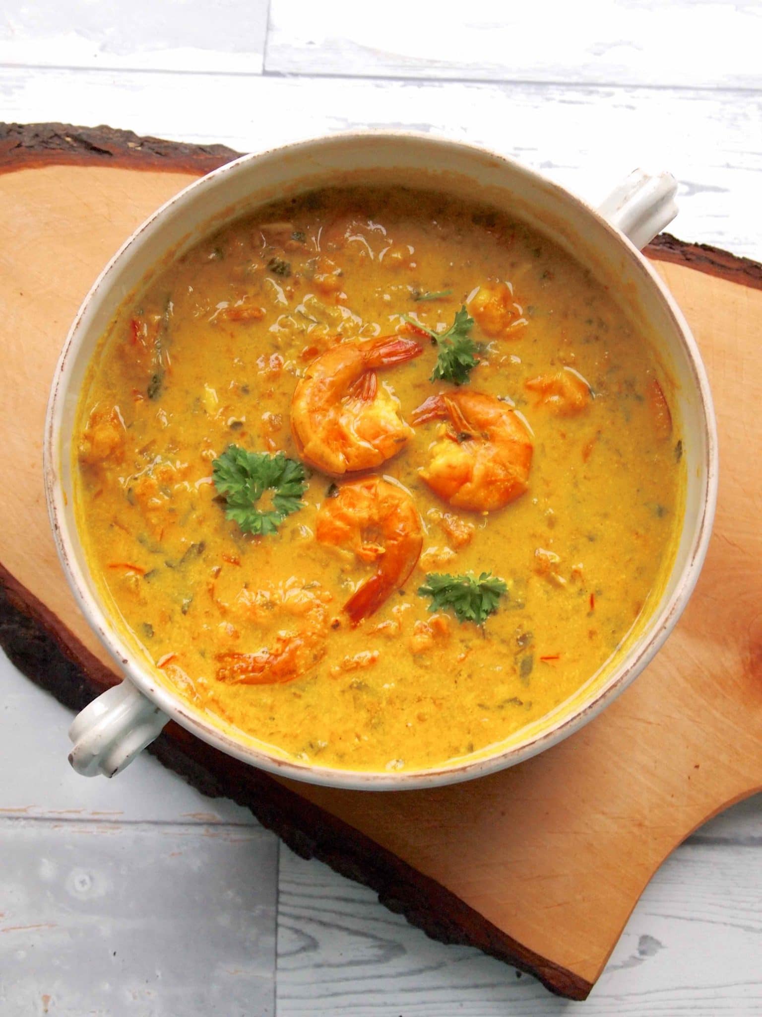 Caril de camarão - Garnelen-Curry