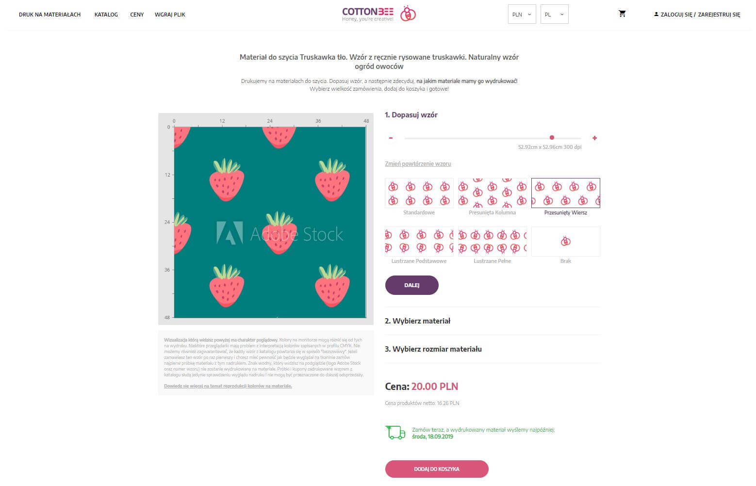 Określ sposób powtórzenia wzoru. jak okreslic powtorzenie wzoru - druk na materialach