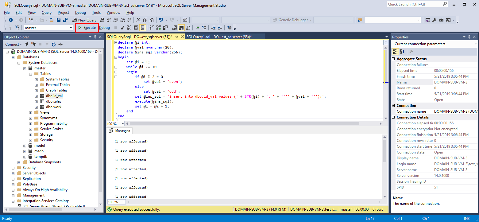 SQLServer_tsql実行