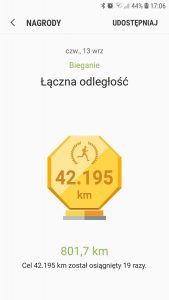 Wyniki biegowe i łączna odległość 801,7 km. Grafika z bloga https://karolbartkowski.pl