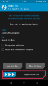 Swipe to confirm flash root vivo v20