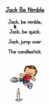 Image of a chart showing the poem "Jack Be Nimble."