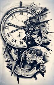 tatuajes-de-calavera-con-reloj