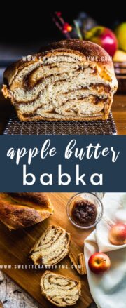 This delicious autumn twist on the traditional babka has sweet apple butter swirled throughout the rich, buttery brioche-like dough.