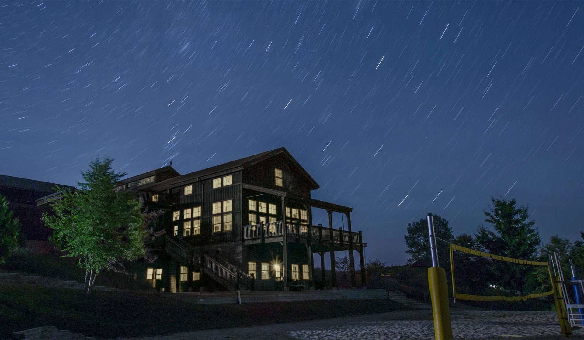Camp Michigania at night