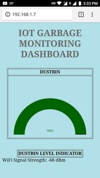 GARBAGE MONITORING DASHBOARD , iot project, https://iotprojectsandtrainings.in