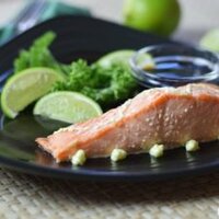 Wasabi salmon with lime as part of a brain healthy diet