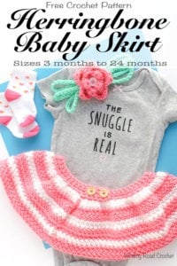 The Herringbone Baby Skirt is a beautiful free crochet pattern that is quick and easy. The skirt has simple construciton and the only challenge is getting use to the Herringbone stitch. I have provided a photo tutorial to help teach this special stitch. Sizes 3 months to 24 months included. #babyskirt #babygirl #babycrochet #babydress #crochet #freepattern