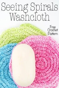 The Seeing Spirals washcloth free crochet pattern is quick, easy and great for beginners. This project works up fast makes a unique spa like washcloth. This is a small project that would make a great gift. #crochet #freepattern #quick #easy #forbeginners #crochetpattern #crochetwashcloth #unique #spa