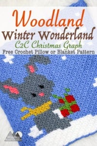 Little Gray Rabbit C2C Square Graph | This crochet rabbit C2C graph is great as a pillow or in my Woodland Winter Wonderland Corner to Corner Blanket. This is a great project to work on all fall and have ready for Christmas. Crochet a blanket with little woodland creatures.