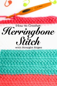 Check out this tutorial for how to crochet the Herringbone Double Crochet stitch with straight edges. There is a photo tutorial, tips on creating a border, reducing gaps and keeping your edges straight. The Herringbone crochet stitch is a great stitch to learn if you love the look of knit stitches. Examples of stitch in different yarn weights. #crochet #knitlook #pinforlater #herringbone #doublecrochet