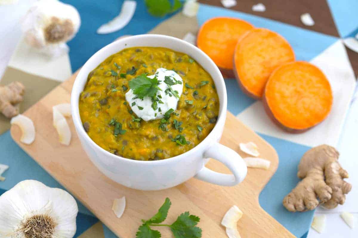Sweet Potato Coconut Curry Lentil Soup