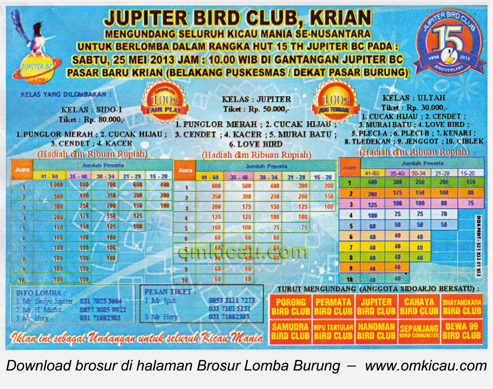 Brosur lomba di Sidoarjo Sragen Jakarta Batam OM KICAU Brosur lomba di Sidoarjo Sragen Jakarta Batam OM KICAU