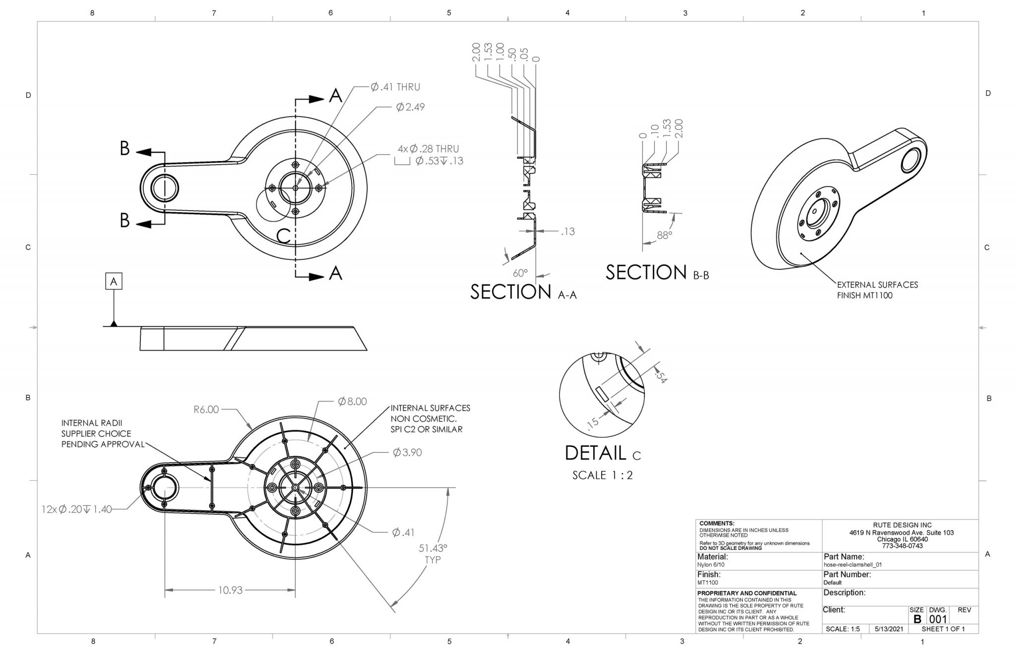 Hose Reel Side Cover Injection Molded Part Design